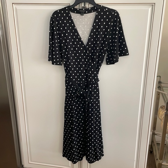 Women Black White Polka Dots Dress Chiffon Halter A-Line Summer Cocktail Dress